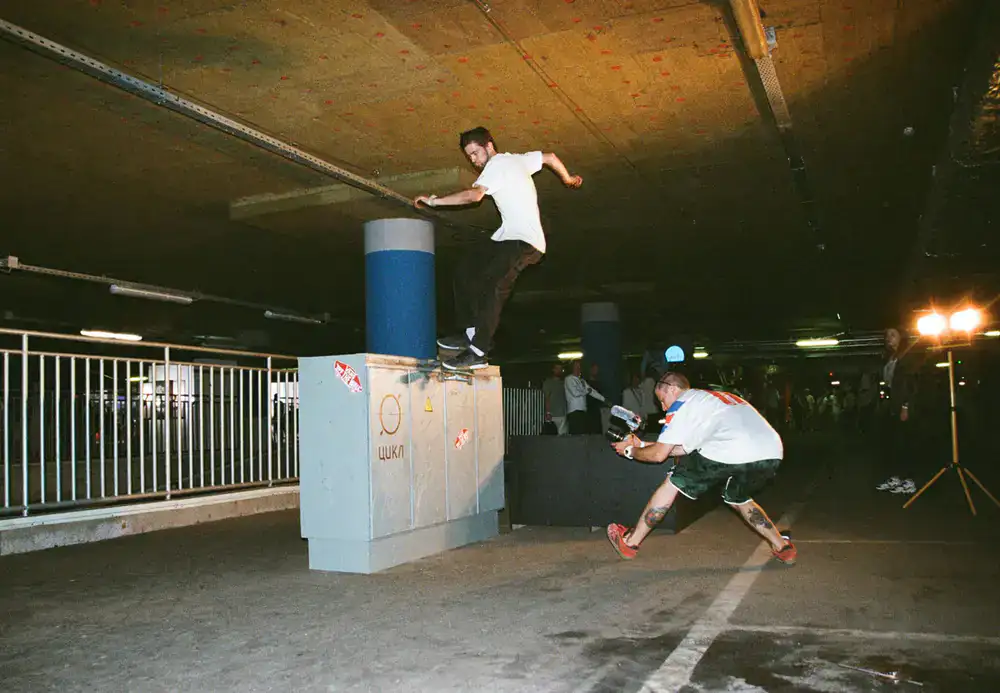 Outside view of the Grind House indoor skatepark building